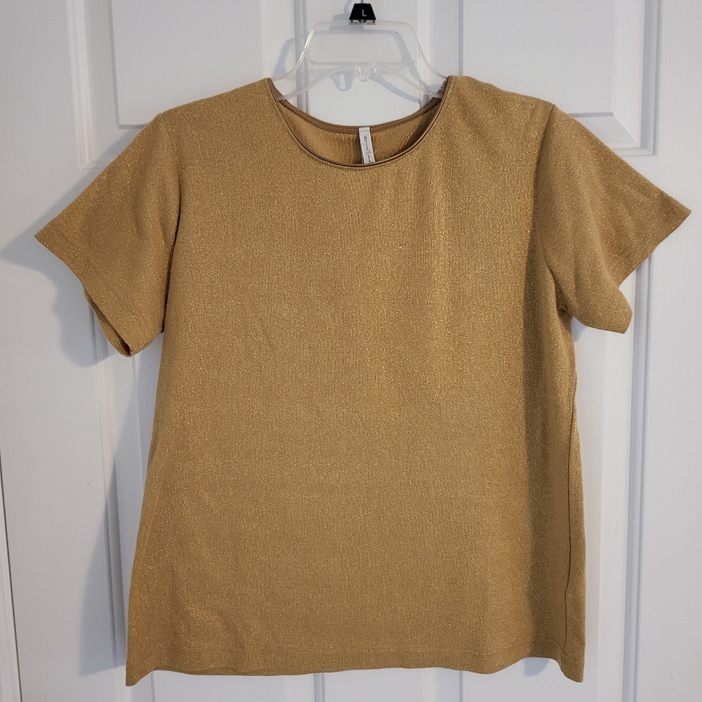 Gold Shimmer Short Sleeve Top